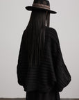 DOINDULGE Sculptural Cable-Knit Cardigan with Oversized Sleeves