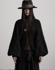 DOINDULGE Sculptural Cable-Knit Cardigan with Oversized Sleeves