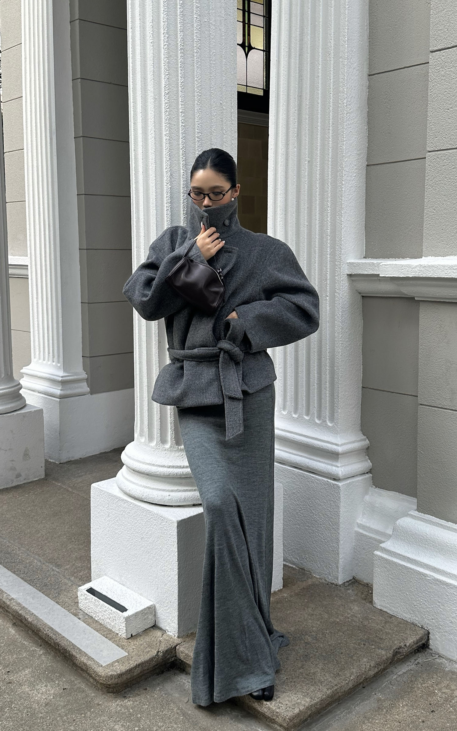 ROVENTE Halter Backless Rib-Knit Maxi Dress