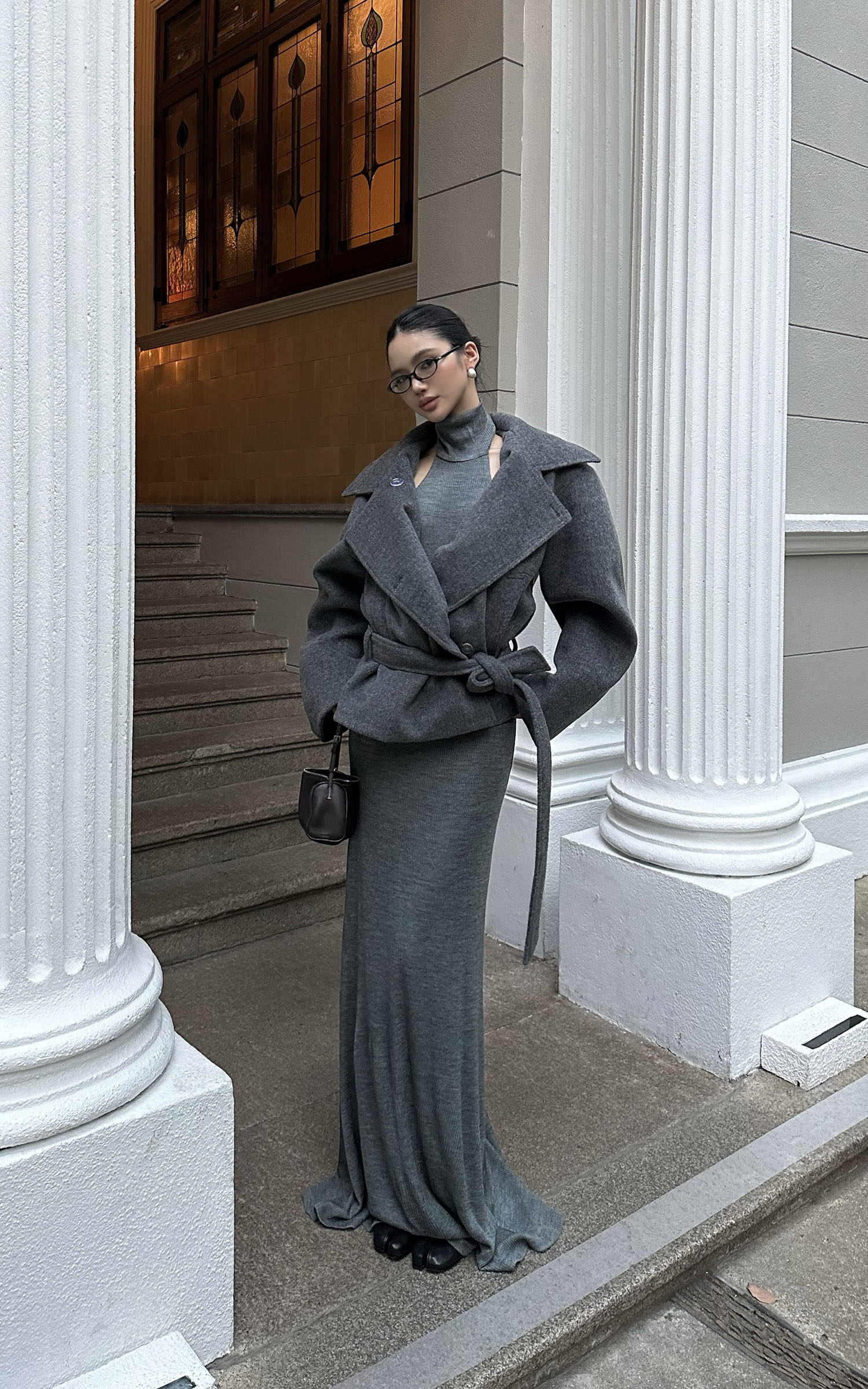 ROVENTE Halter Backless Rib-Knit Maxi Dress