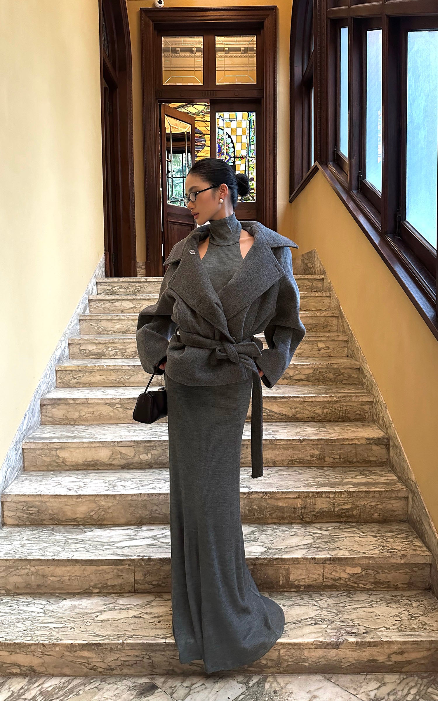 ROVENTE Halter Backless Rib-Knit Maxi Dress