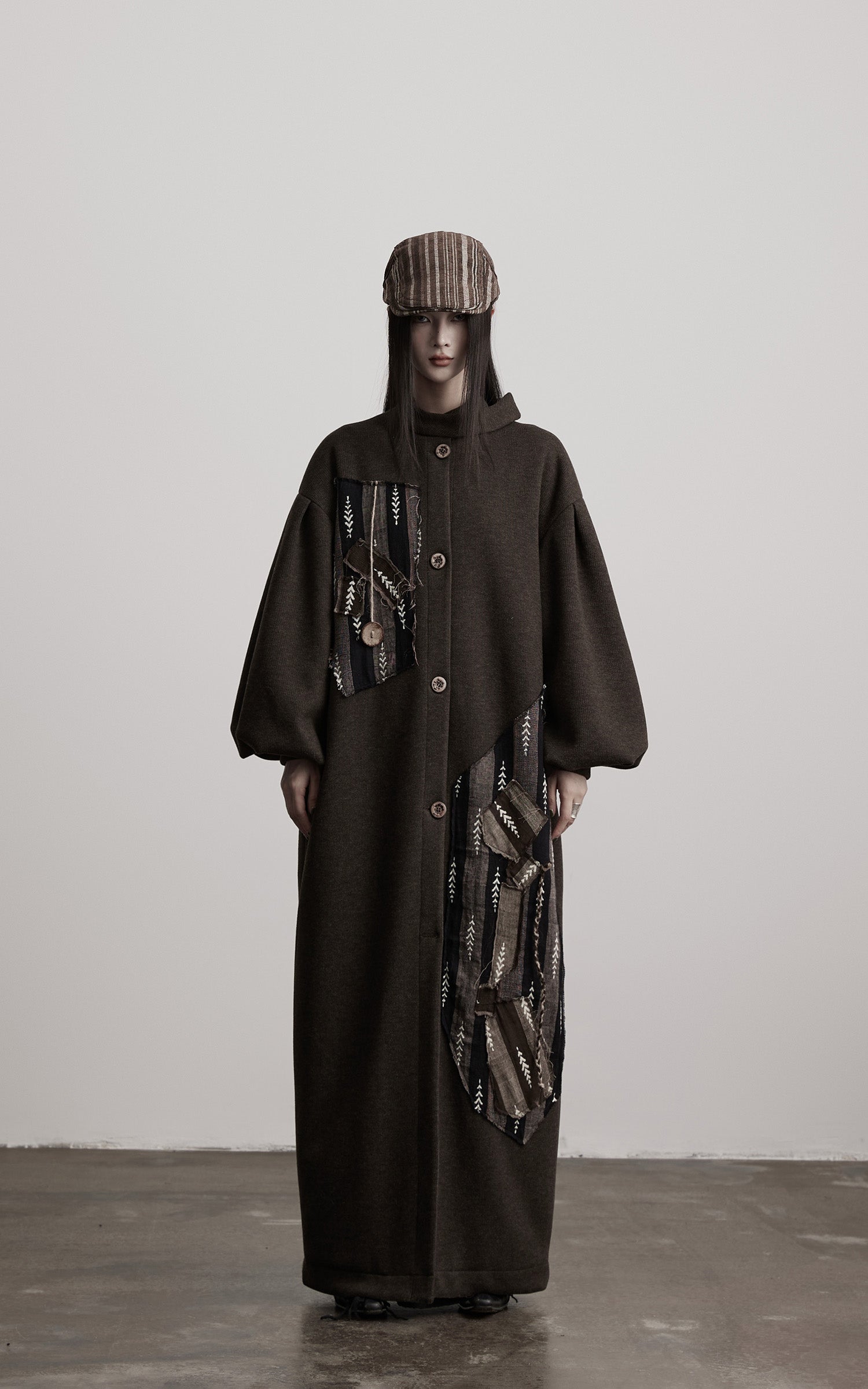 DOINDULGE Patchwork Embroidered Long Coat