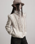 DOINDULGE Faux Fur-Panel Textured Jacket