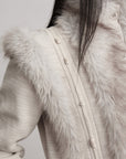 DOINDULGE Faux Fur-Panel Textured Jacket