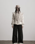 DOINDULGE Faux Fur-Panel Textured Jacket