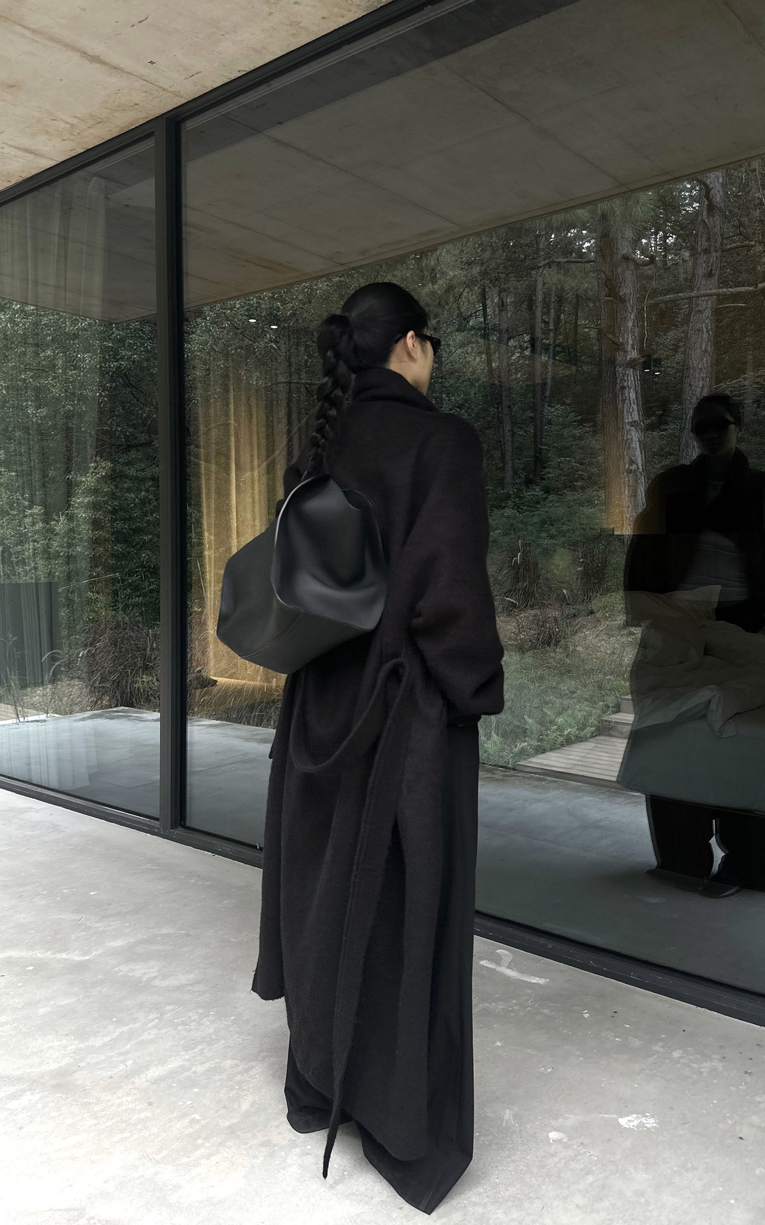 ROVENTE テクスチャードウールコート オーバーサイズラペル付き &amp; タイベルト