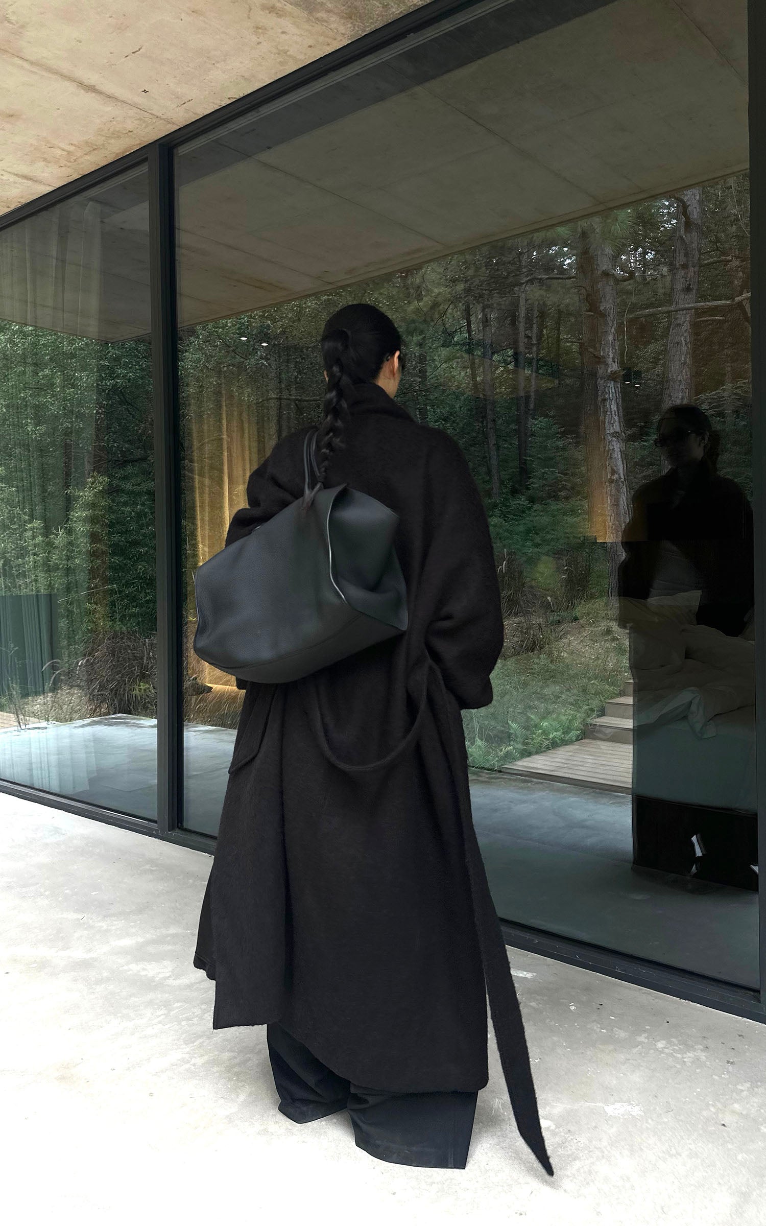 ROVENTE テクスチャードウールコート オーバーサイズラペル付き &amp; タイベルト