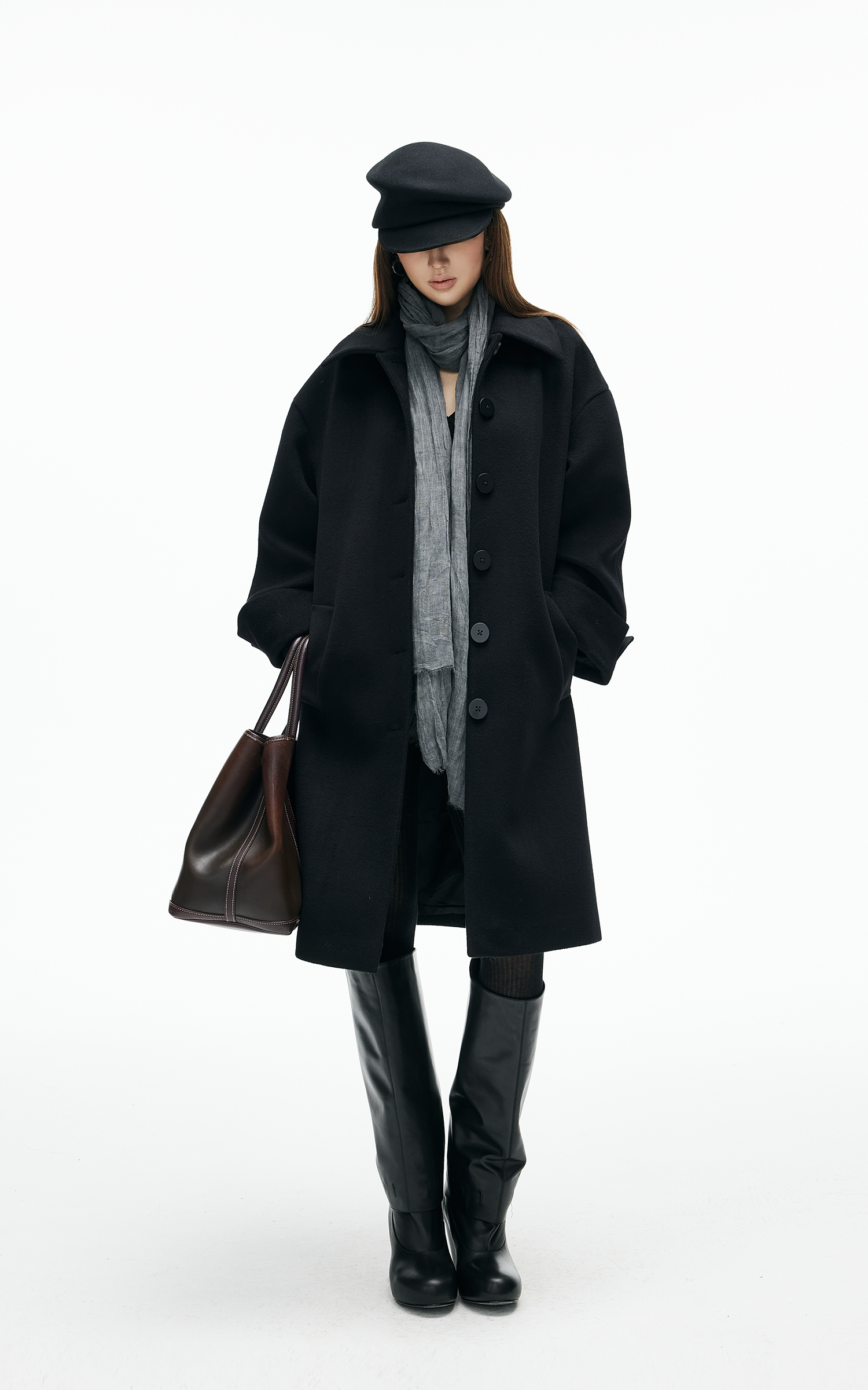 IAMXIAA 미니멀한 라인의 울 코트