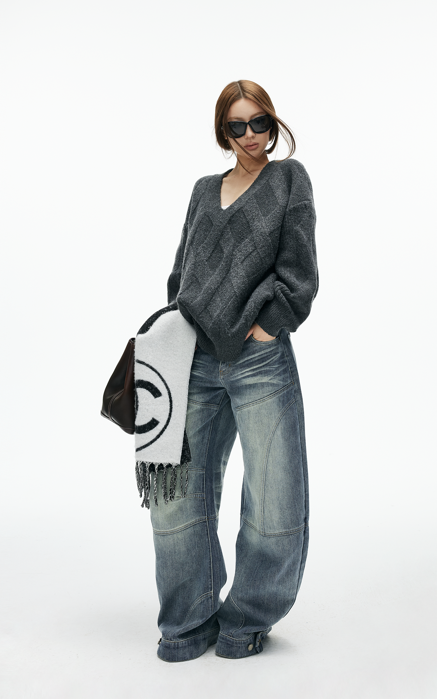 IAMXIAA ケーブルニットセーター &amp; リブスカート2点セット