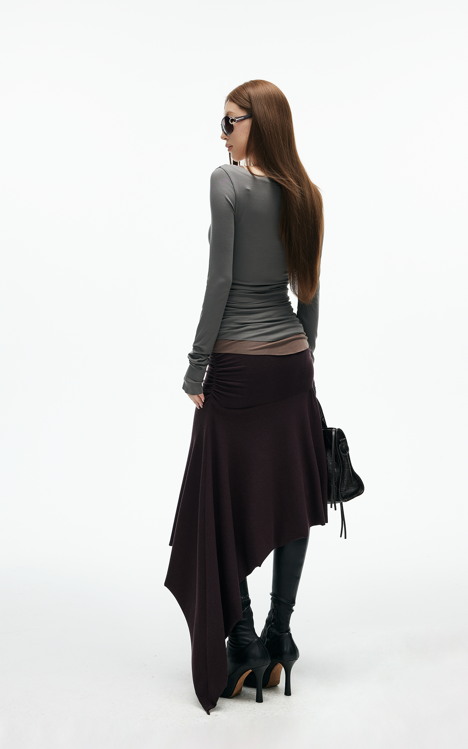 IAMXIAA 니트 레이어드 긴팔 &amp; 캐미솔 투피스 세트