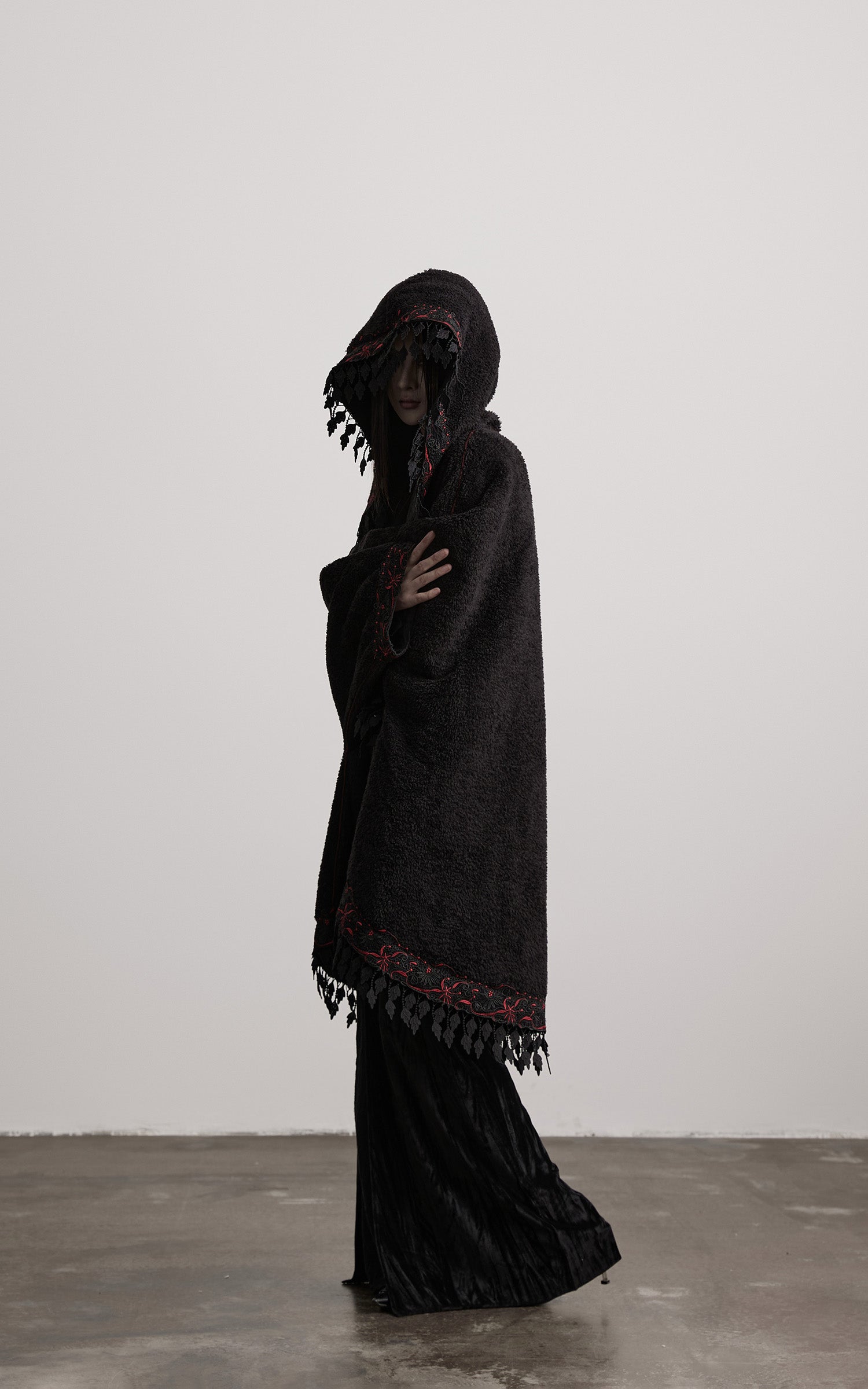 DOINDULGE Embroidered Hooded Cloak Jacket