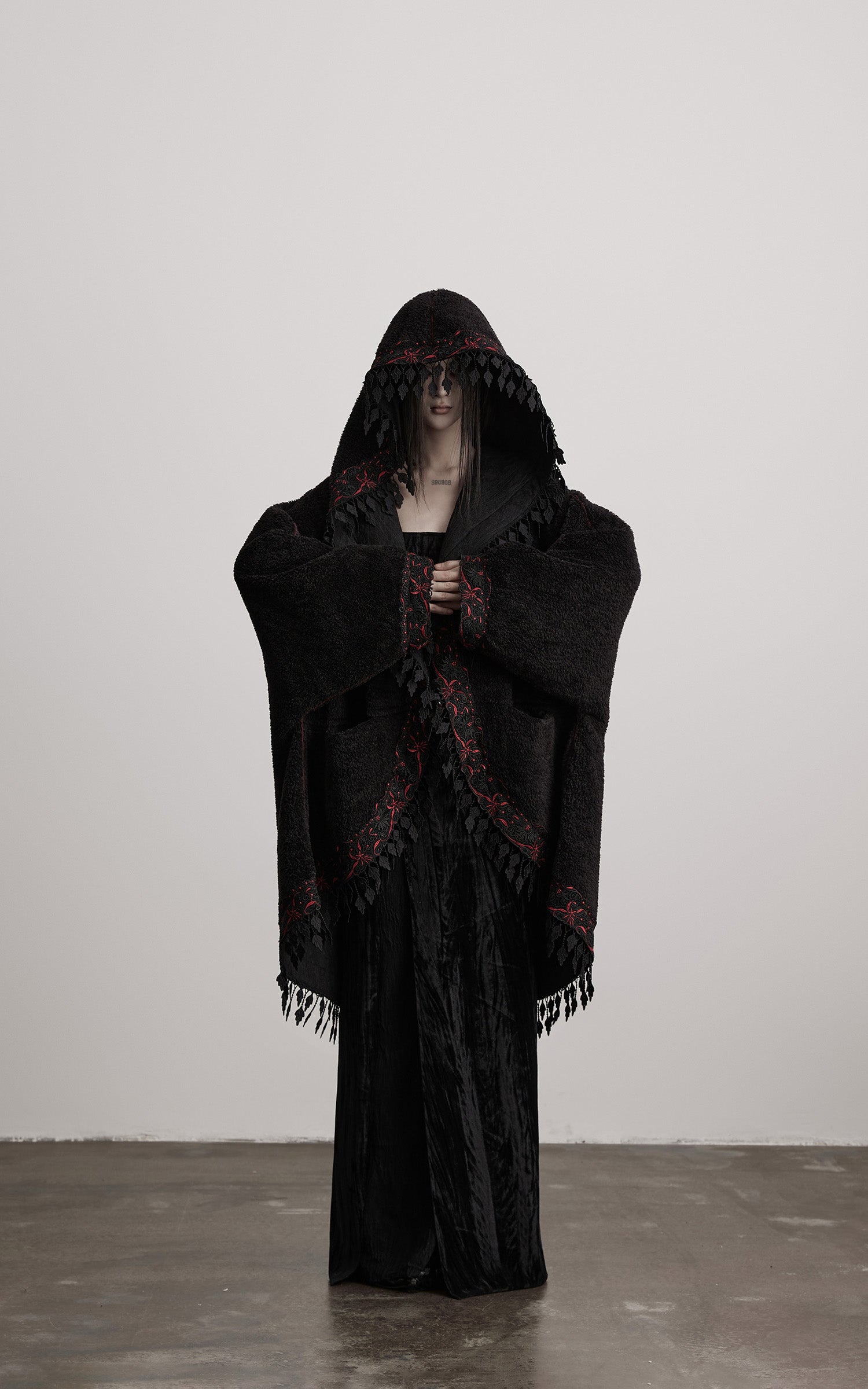 DOINDULGE Embroidered Hooded Cloak Jacket