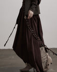 DOINDULGE Layered Asymmetric Skirt with Braided Rope Detail