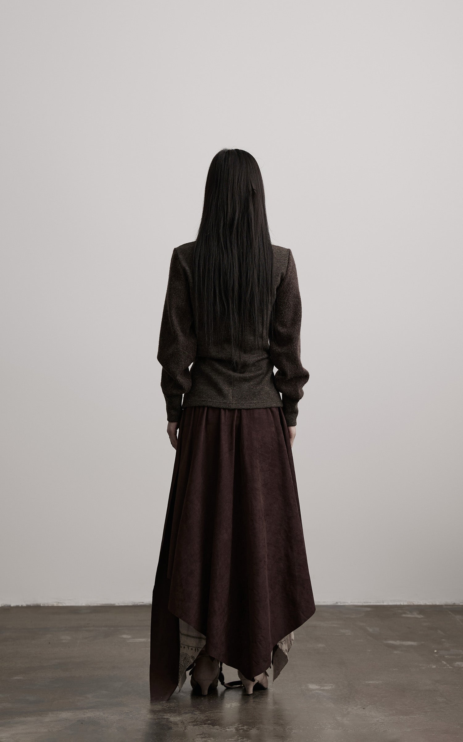 DOINDULGE Structured Wool Jacket with Raw-Edge Collar Detail