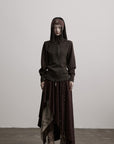 DOINDULGE Structured Wool Jacket with Raw-Edge Collar Detail