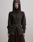 DOINDULGE Structured Wool Jacket with Raw-Edge Collar Detail