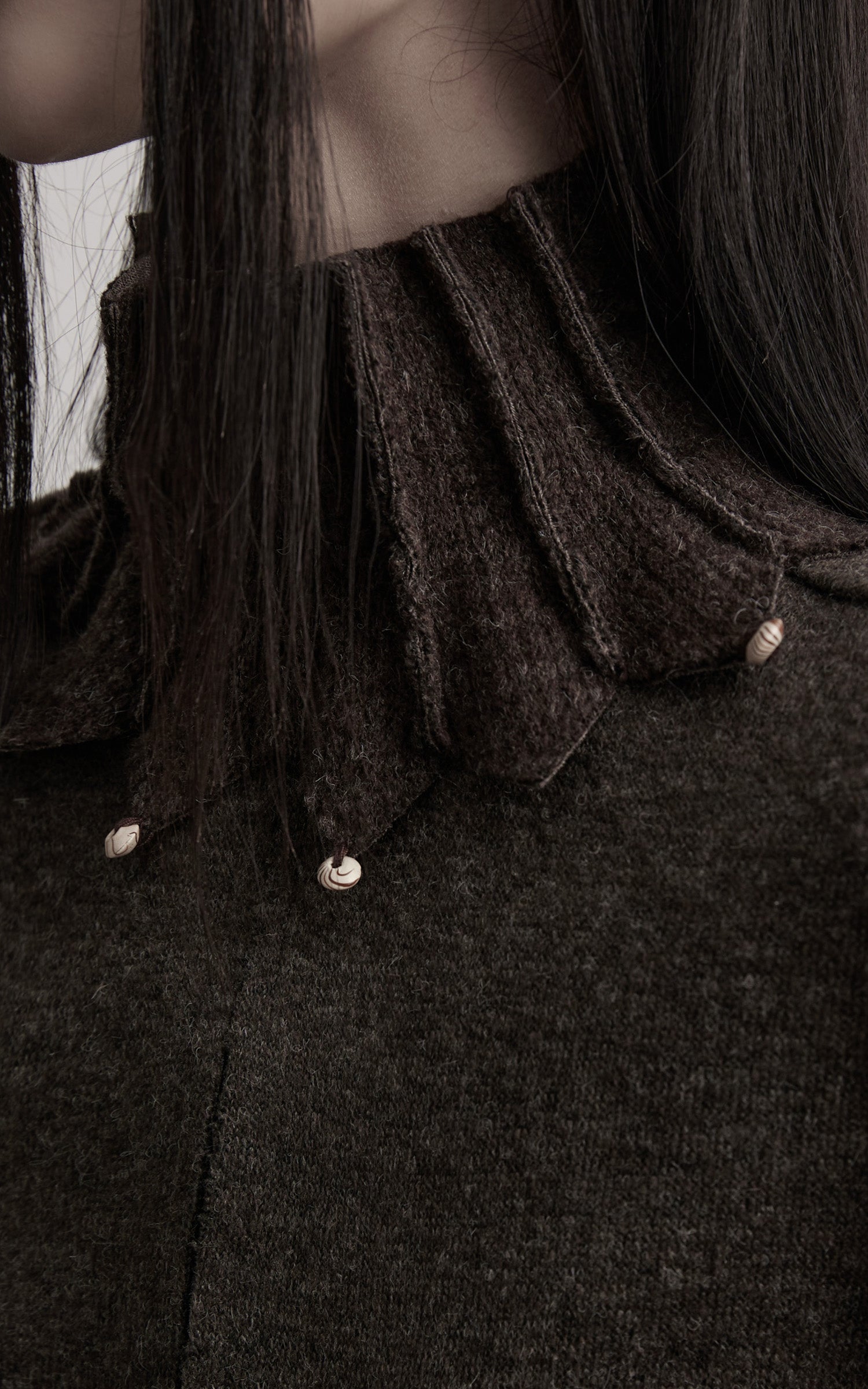DOINDULGE Structured Wool Jacket with Raw-Edge Collar Detail