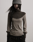 DOINDULGE Contrast-Panel Structured Long Sleeve Top