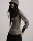 DOINDULGE Contrast-Panel Structured Long Sleeve Top