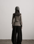 DOINDULGE Contrast-Panel Structured Long Sleeve Top