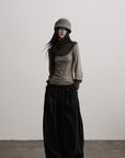 DOINDULGE Contrast-Panel Structured Long Sleeve Top