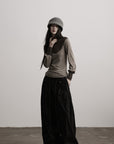DOINDULGE Contrast-Panel Structured Long Sleeve Top