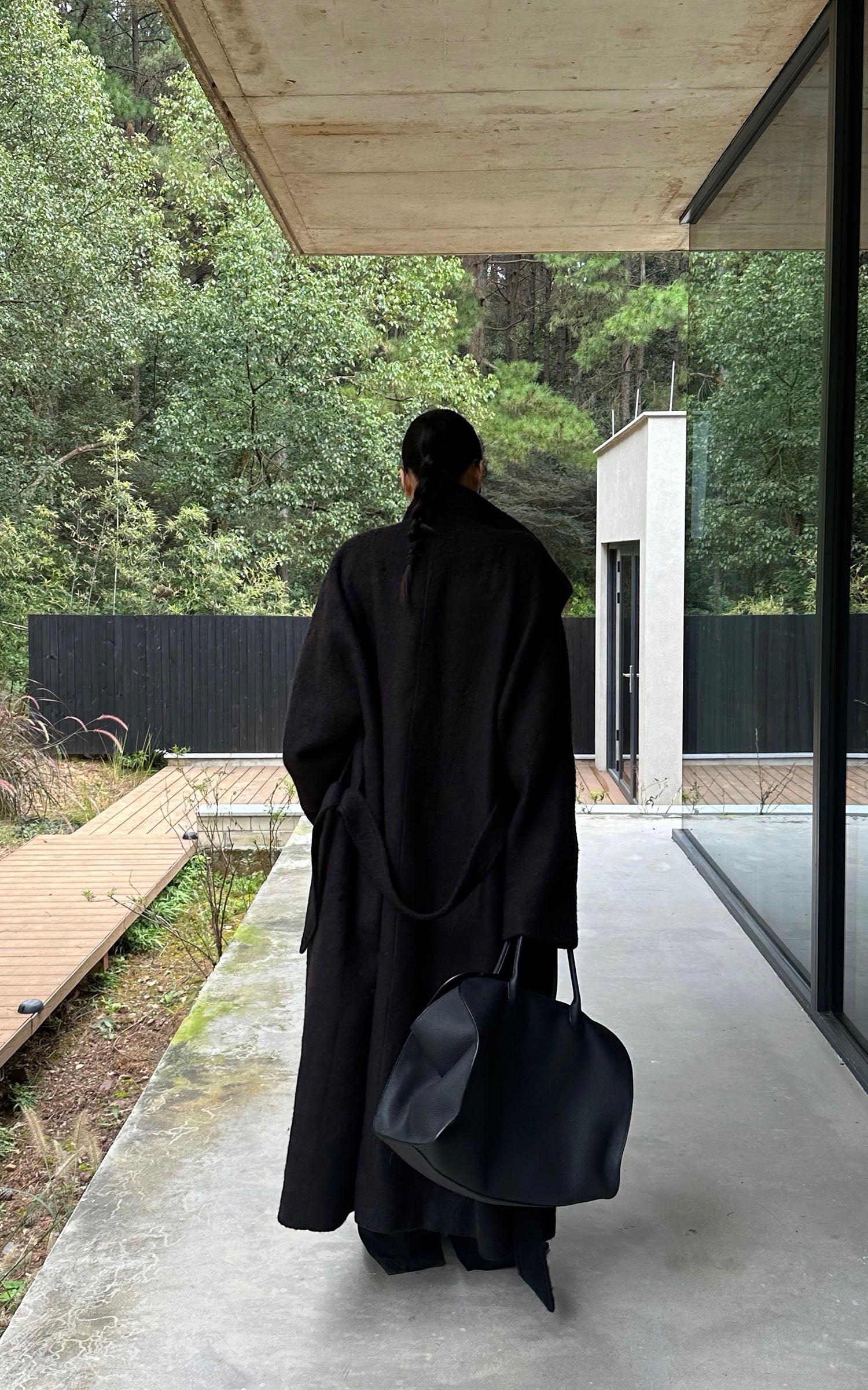 ROVENTE テクスチャードウールコート オーバーサイズラペル付き &amp; タイベルト