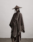 DOINDULGE Textured Jacquard Fringe Cloak