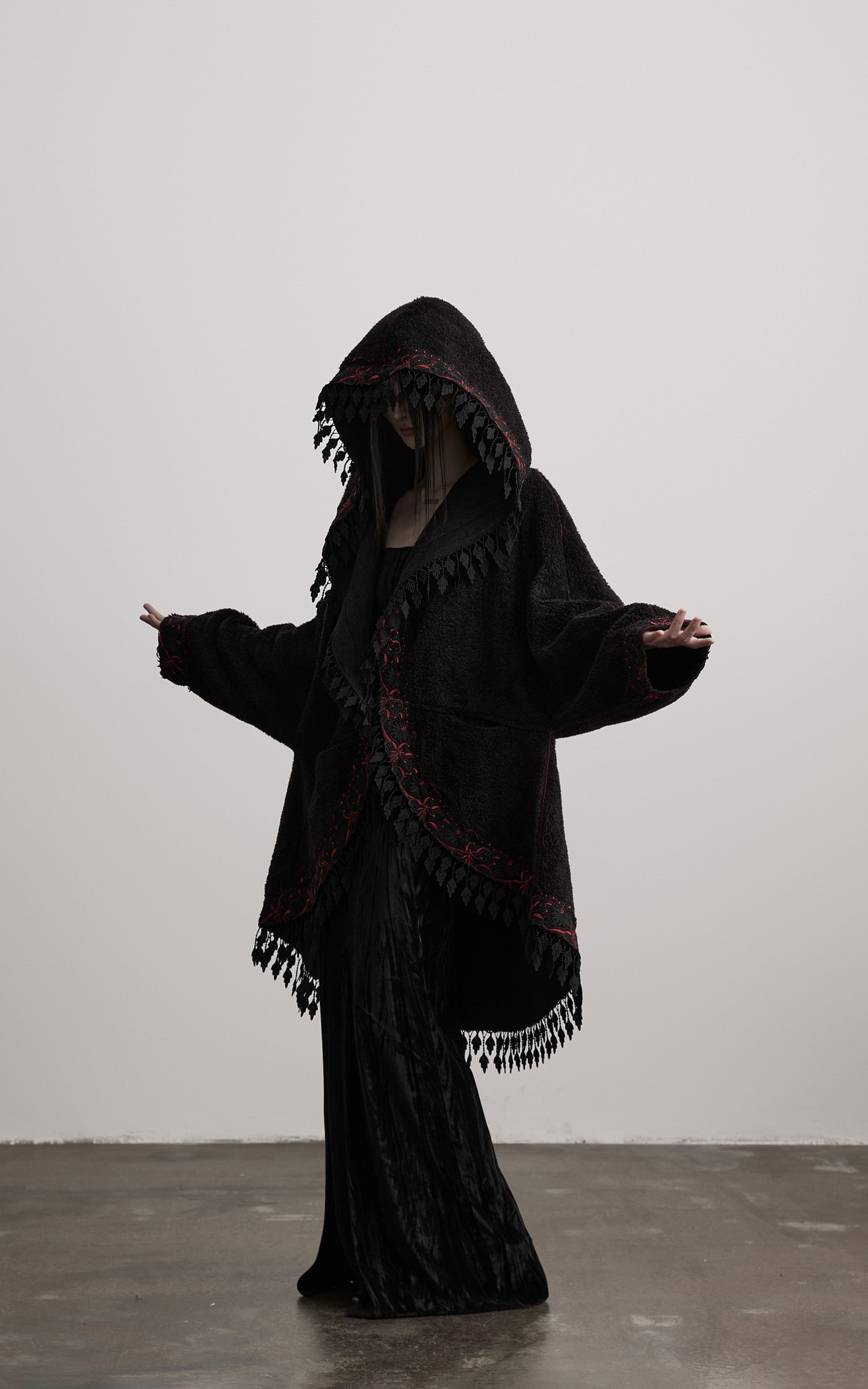 DOINDULGE Embroidered Hooded Cloak Jacket