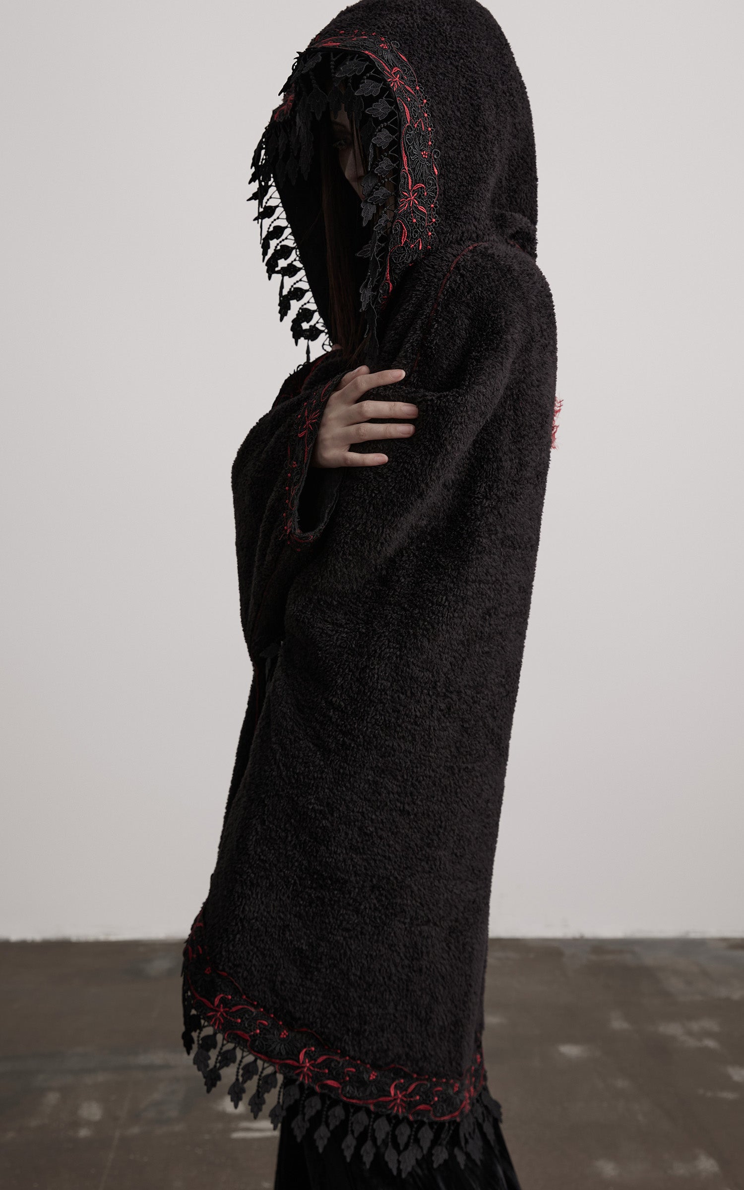 DOINDULGE Embroidered Hooded Cloak Jacket