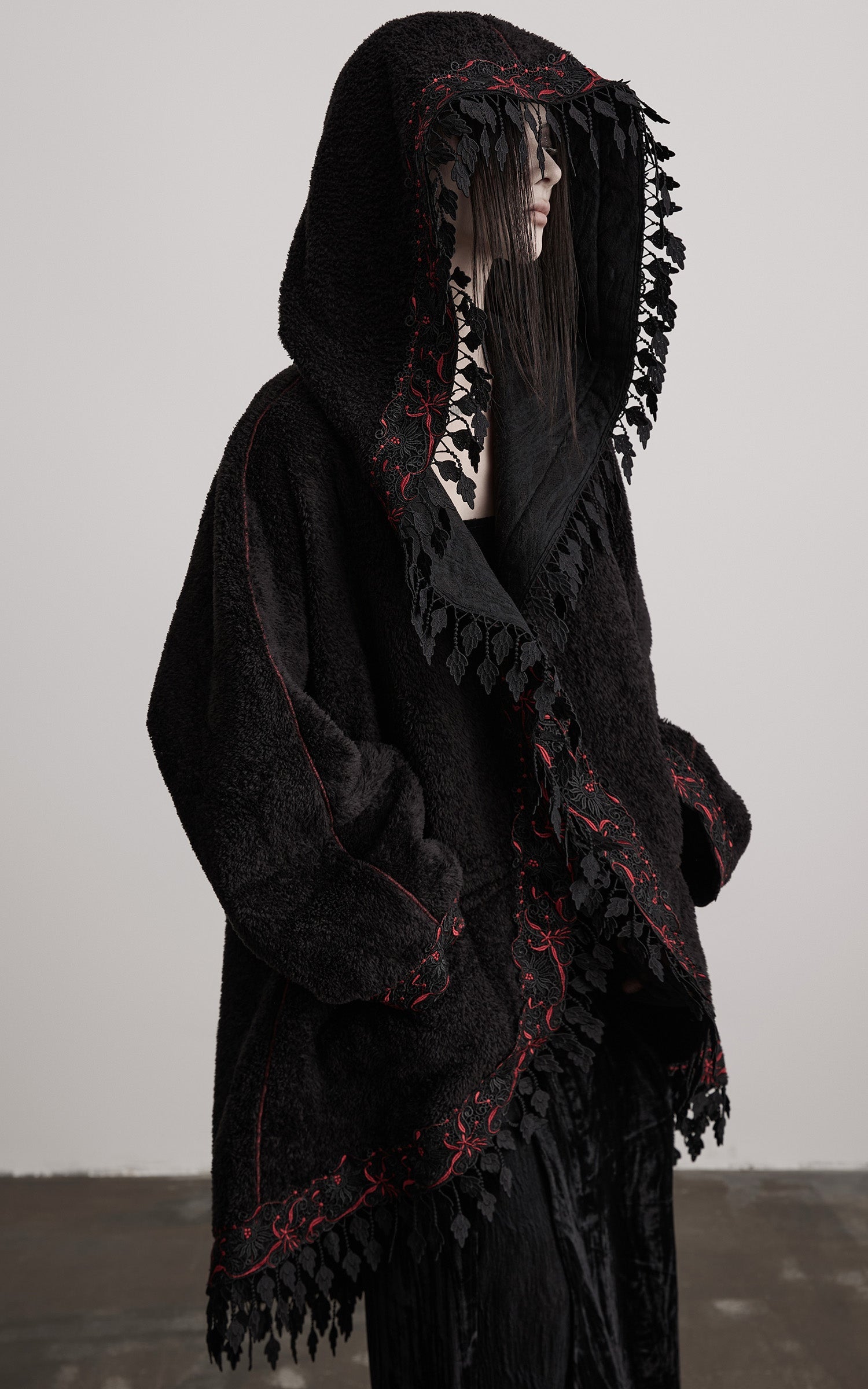 DOINDULGE Embroidered Hooded Cloak Jacket