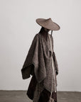 DOINDULGE Textured Jacquard Fringe Cloak
