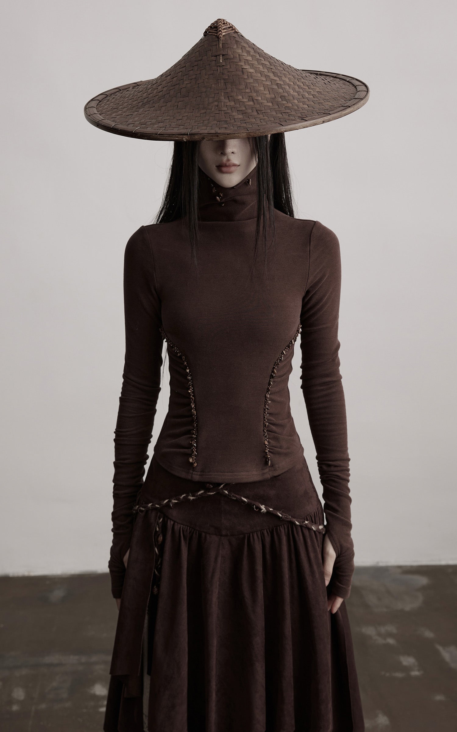 DOINDULGE Beaded Contour High-Neck Top