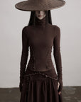 DOINDULGE Beaded Contour High-Neck Top