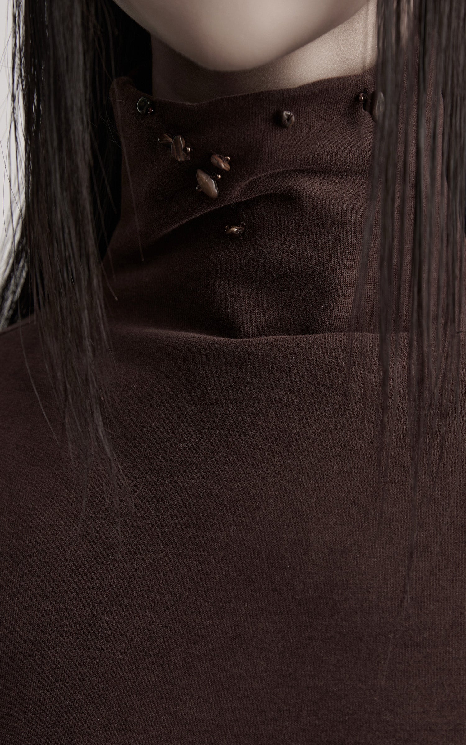 DOINDULGE Beaded Contour High-Neck Top