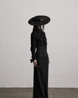 DOINDULGE High-Waist Structured Maxi Skirt with Contrast Hem