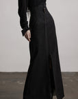 DOINDULGE High-Waist Structured Maxi Skirt with Contrast Hem