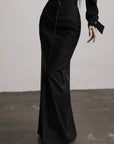 DOINDULGE High-Waist Structured Maxi Skirt with Contrast Hem