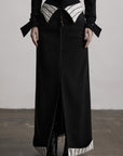 DOINDULGE High-Waist Structured Maxi Skirt with Contrast Hem