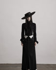 DOINDULGE High-Waist Structured Maxi Skirt with Contrast Hem