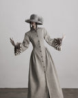 DOINDULGE Sculptural Long Coat with Faux-Fur Cuffs