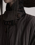 DOINDULGE Crinkled Long Coat with Contrast Inner Panel