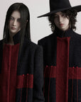 DOINDULGE Wool-Blend Contrast Panel Long Coat