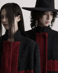 DOINDULGE Wool-Blend Contrast Panel Long Coat