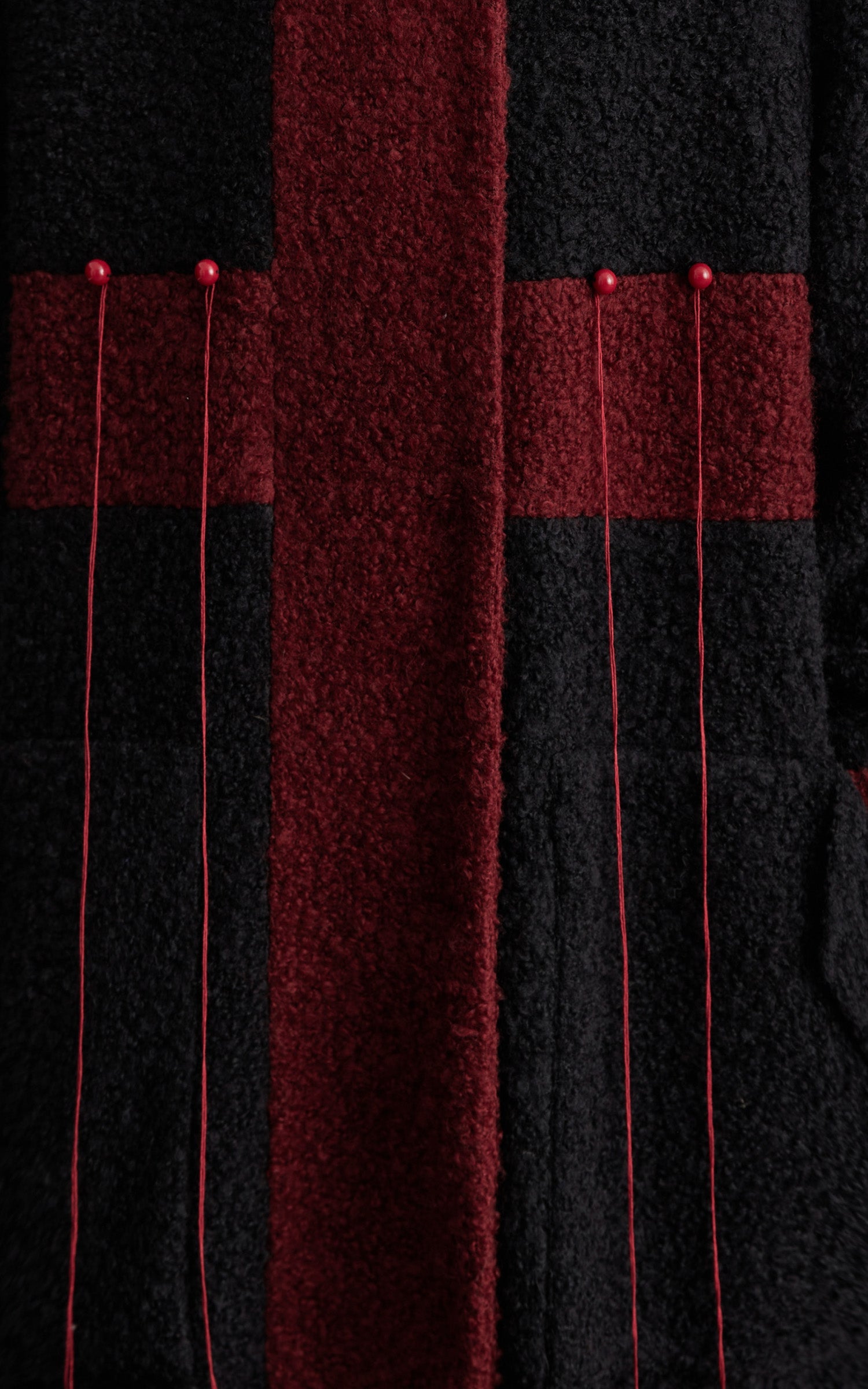 DOINDULGE Wool-Blend Contrast Panel Long Coat
