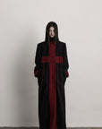 DOINDULGE Wool-Blend Contrast Panel Long Coat