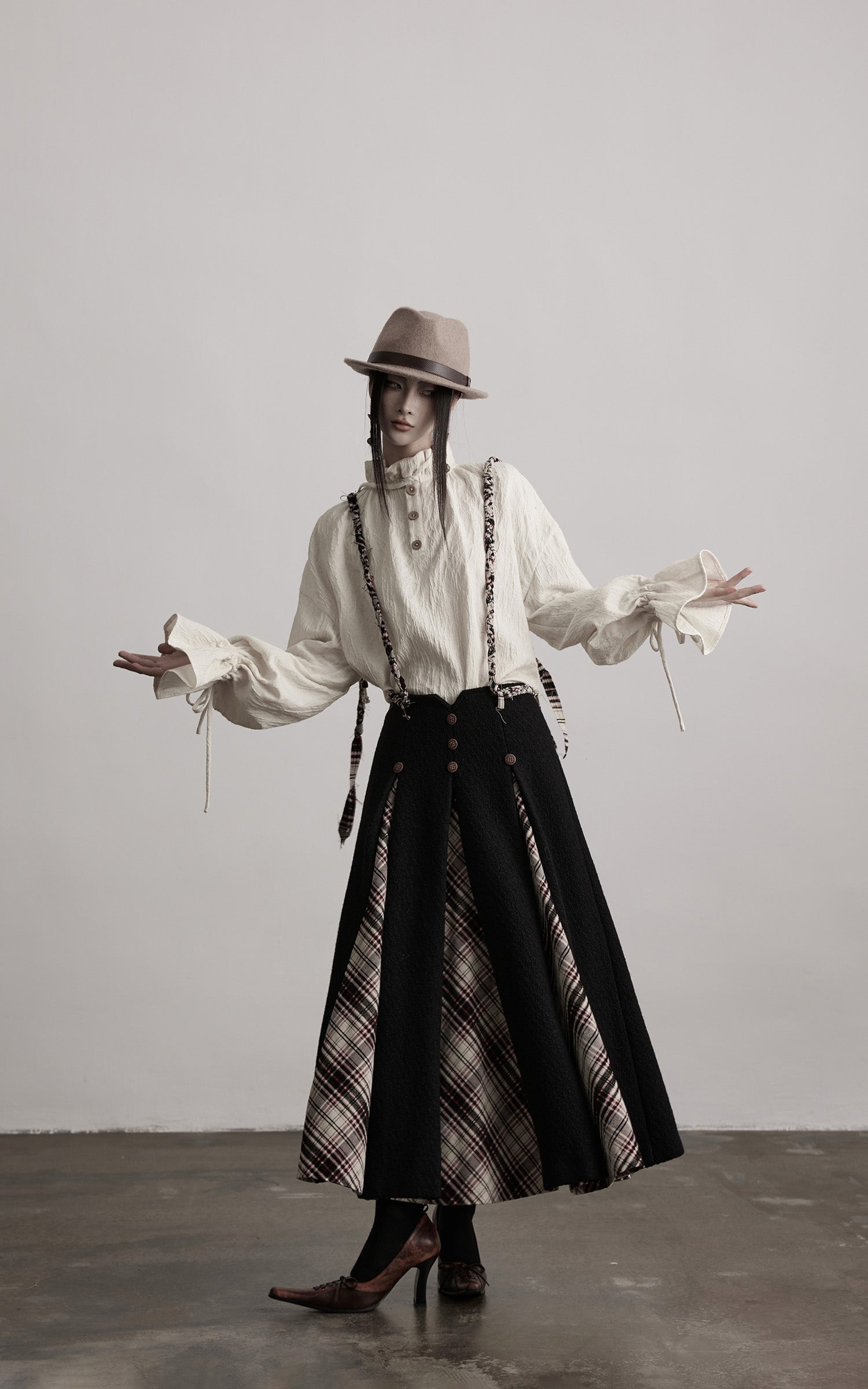 DOINDULGE Textured Gathered Sleeve Blouse