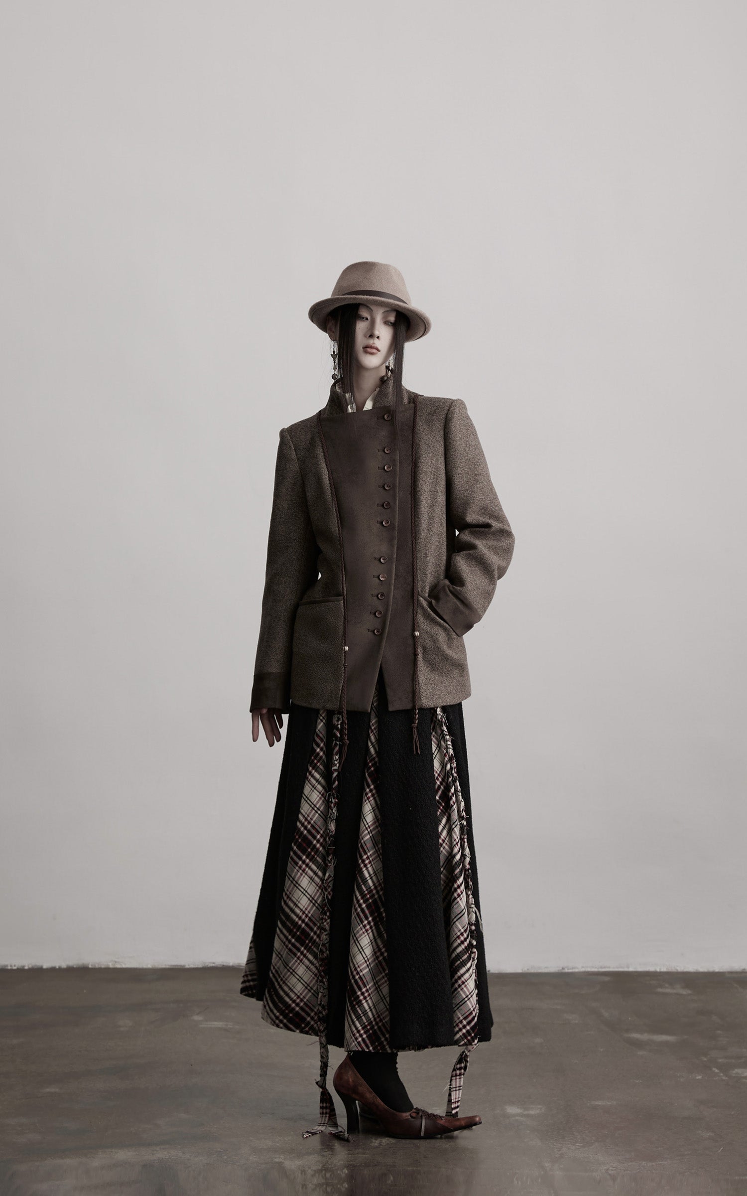 DOINDULGE Asymmetric Wool-Blend Structured Jacket