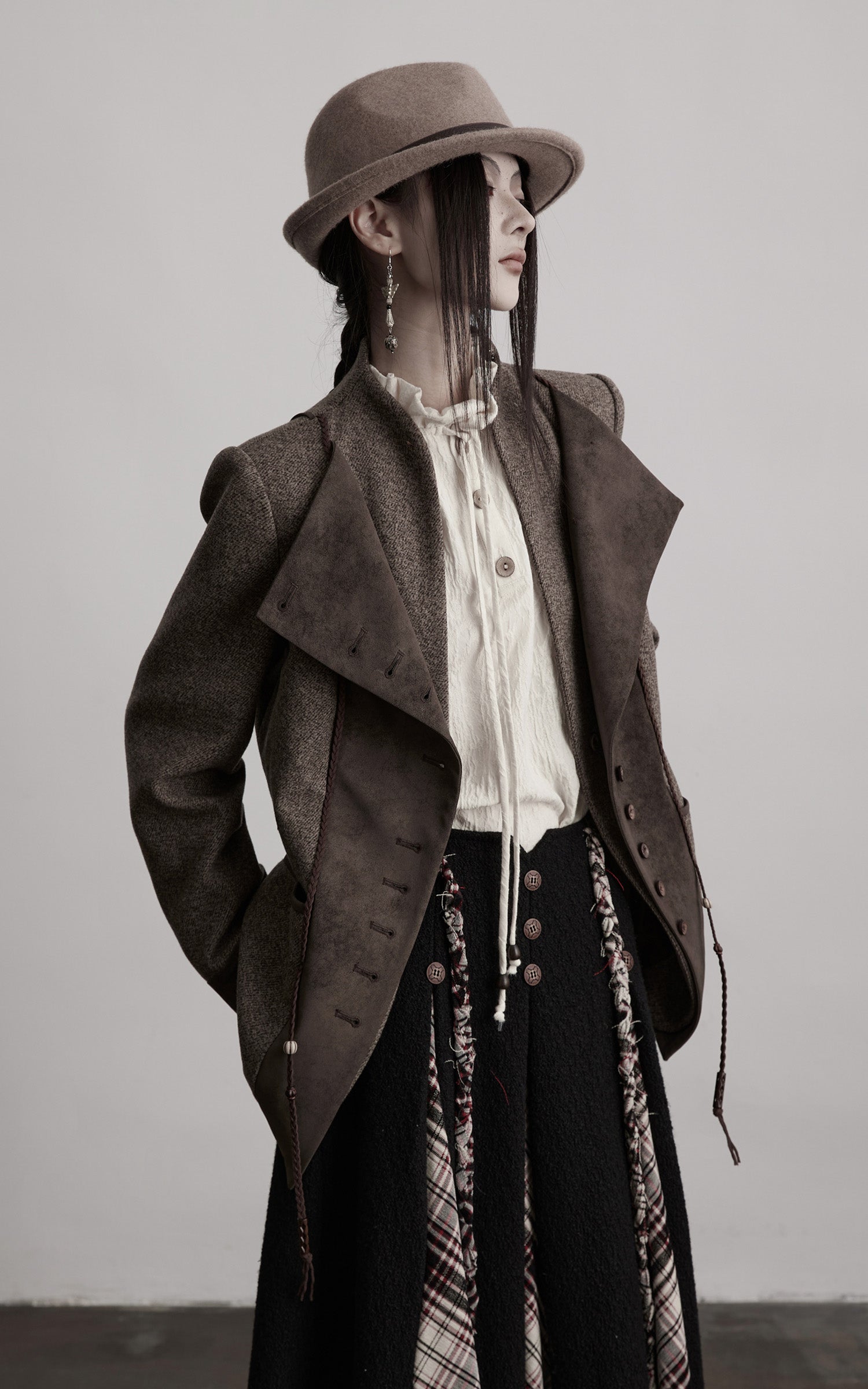 DOINDULGE Asymmetric Wool-Blend Structured Jacket