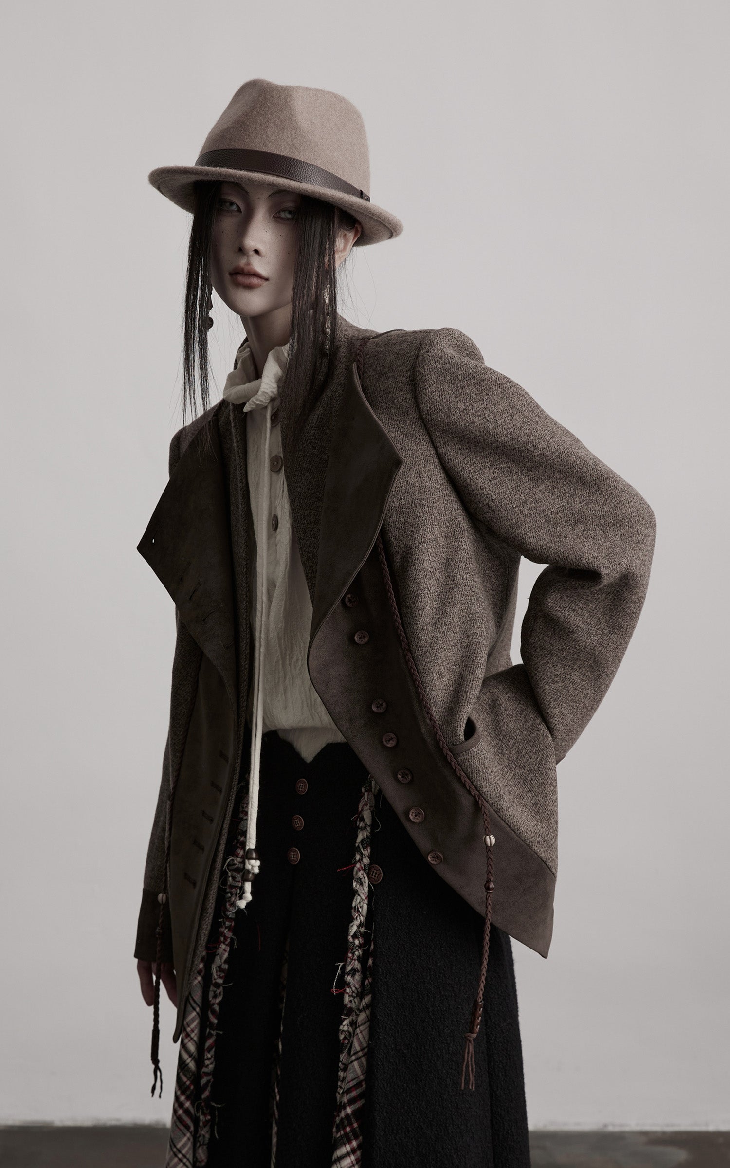 DOINDULGE Asymmetric Wool-Blend Structured Jacket